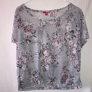 Bongo Sheer Floral Gray Top